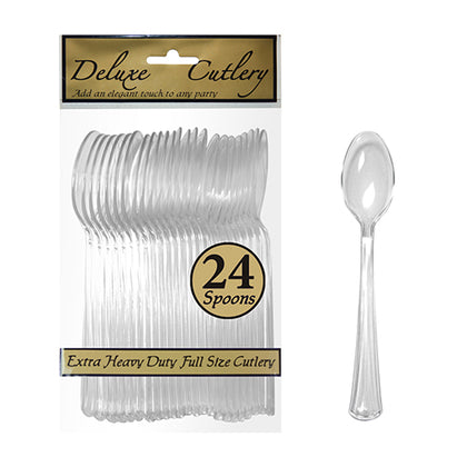 Plastic Spoons Extra H.D. - Clear 24 Ct.