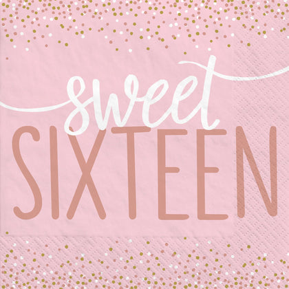 Blush Sweet Sixteen Birthday Luncheon Napkins 16ct  | Milestone Birthday