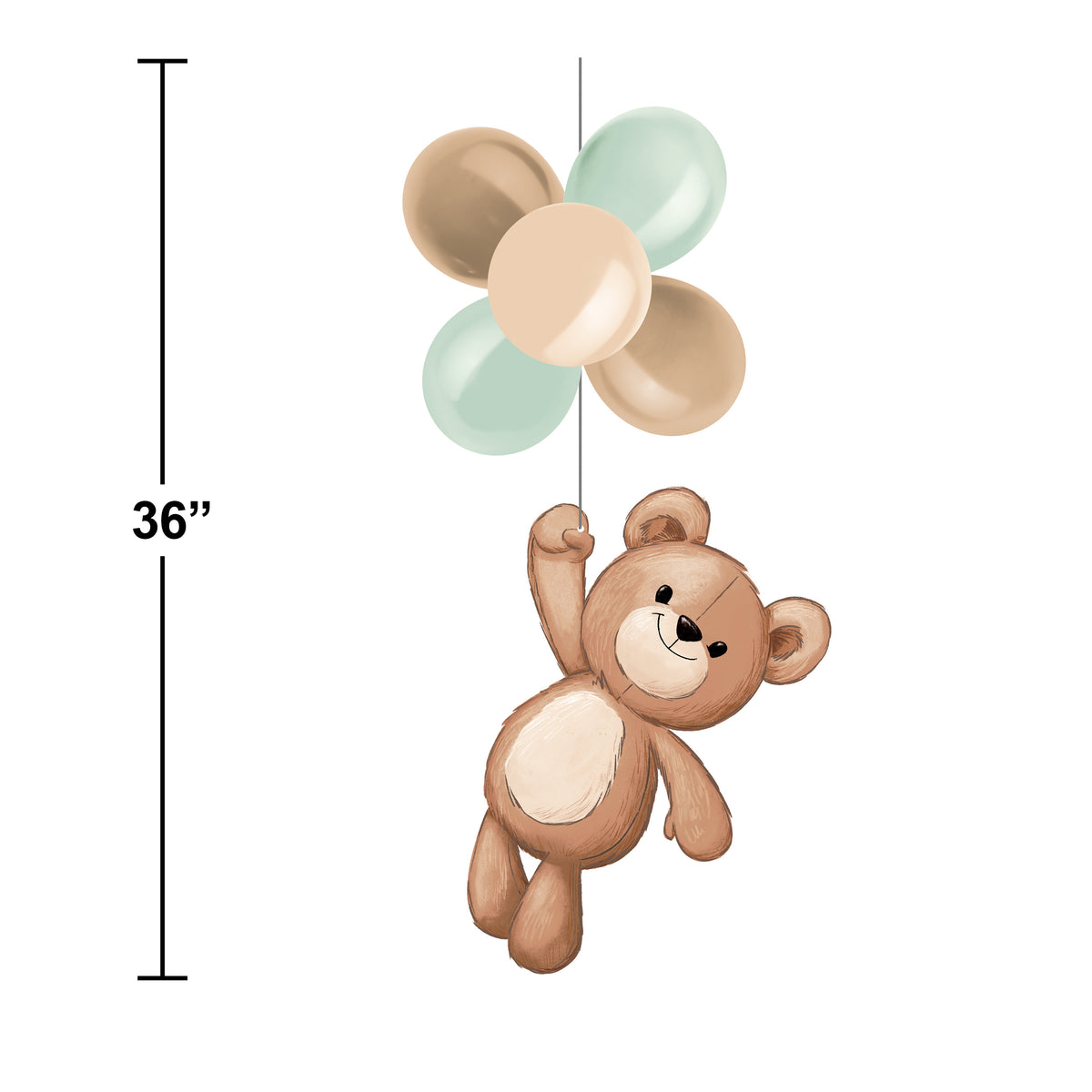 Teddy bear hanging from balloons 2025