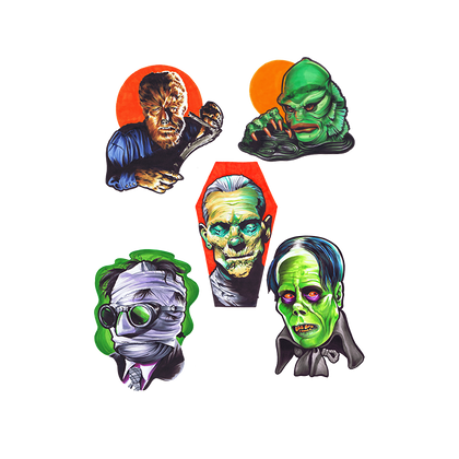 set of 5 creature halloween wall clings