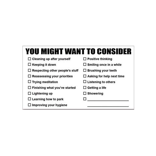 You Might Want To Consider | Funny Business Cards 25ct