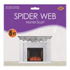 Package of spider web mantel scarf with fireplace background