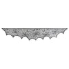 Black lace spider web design on a white background