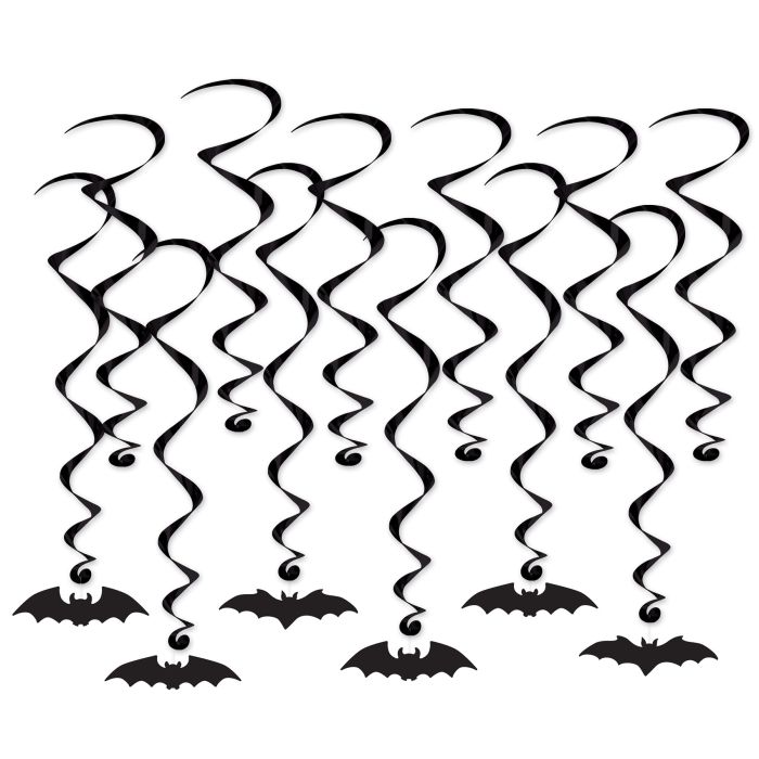 Black bat-shaped decorations on a white background