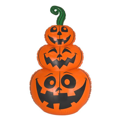 Inflatable pumpkin with jack-o'-lantern faces on a white background
