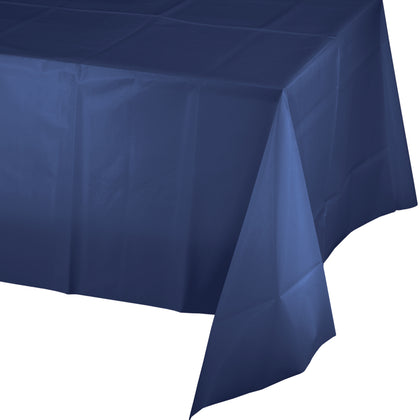 Navy Blue Rectangle Plastic Table Cover | Solids