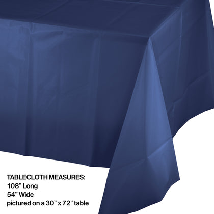 Navy Blue Rectangle Plastic Table Cover | Solids