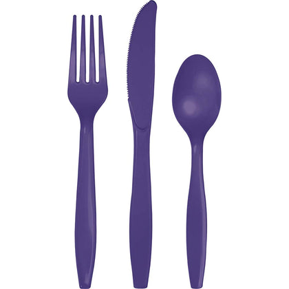 Assorted Plastic Cutlery 24ct | Purple