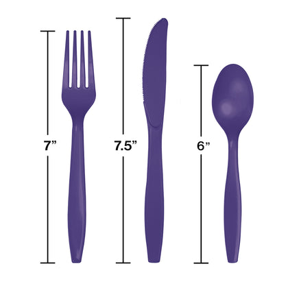 Assorted Plastic Cutlery 24ct | Purple