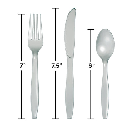 Assorted Plastic Cutlery 24ct | Shimmering Silver