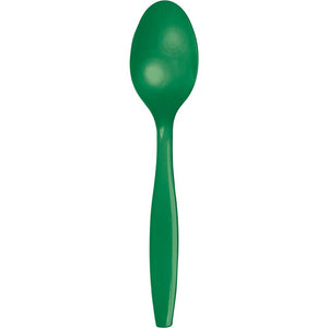 Emerald Green Plastic Spoons 24ct | Solids