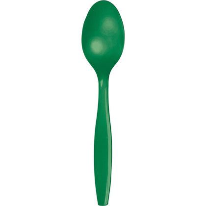 Emerald Green Plastic Spoons 24ct | Solids