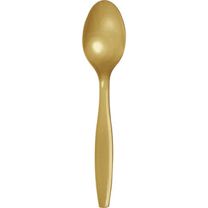 Glittering Gold Plastic Spoons 24ct  | Solids