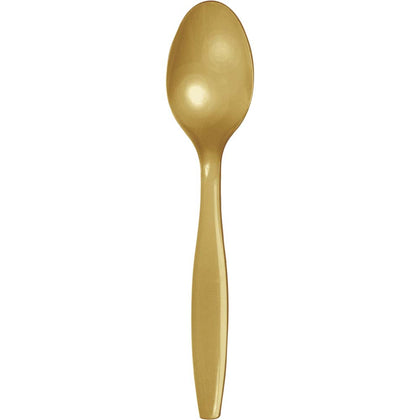 Glittering Gold Plastic Spoons 24ct  | Solids