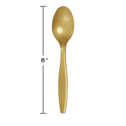 Glittering Gold Plastic Spoons 24ct  | Solids