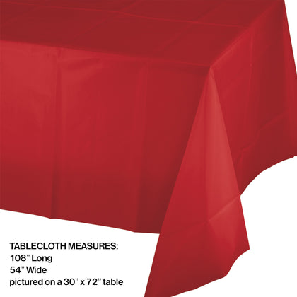 Red Plastic Rectangle Table Cover | Solids