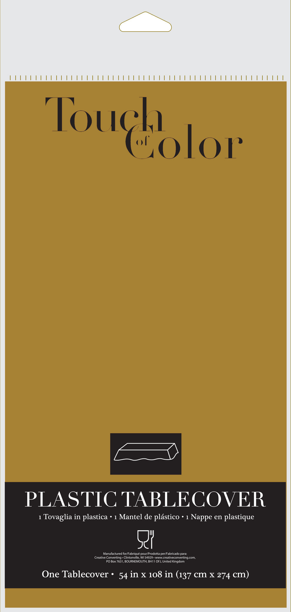 Glittering Gold Rectangular Plastic Table Cover | Solids