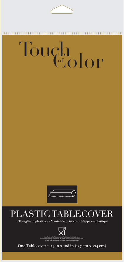 Glittering Gold Rectangular Plastic Table Cover | Solids