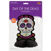 Day of the Dead skull centerpiece packaging with purple background