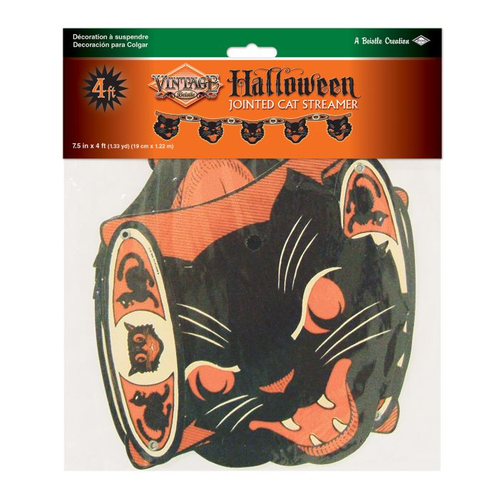 Halloween cat streamer packaging with vintage design on a white background