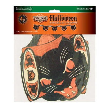 Halloween cat streamer packaging with vintage design on a white background