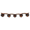 Halloween-themed banner with black cat faces on a white background
