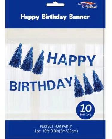Happy Birthday Banner with Tassel | Blue