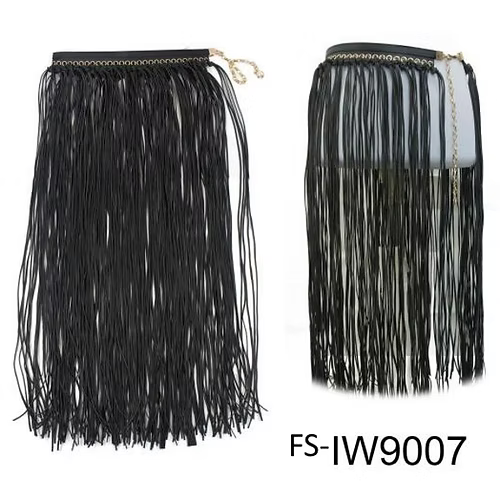 BLACK FRINGE SKIRT/BELT