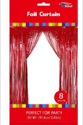 Metallic Fringe Curtain | Red