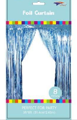 Metallic Fringe Curtain | Light Blue