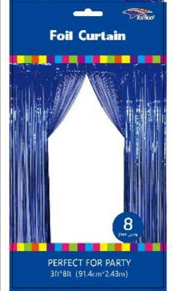 Metallic Fringe Curtain | Blue