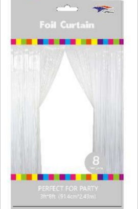 Metallic Fringe Curtain | White
