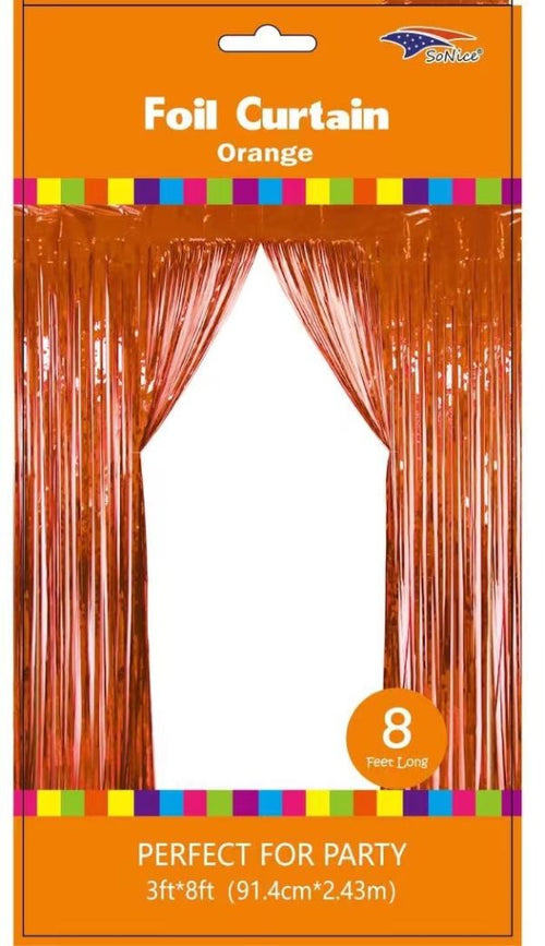Metallic Fringe Curtain | Orange