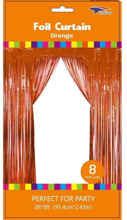 Metallic Fringe Curtain | Orange