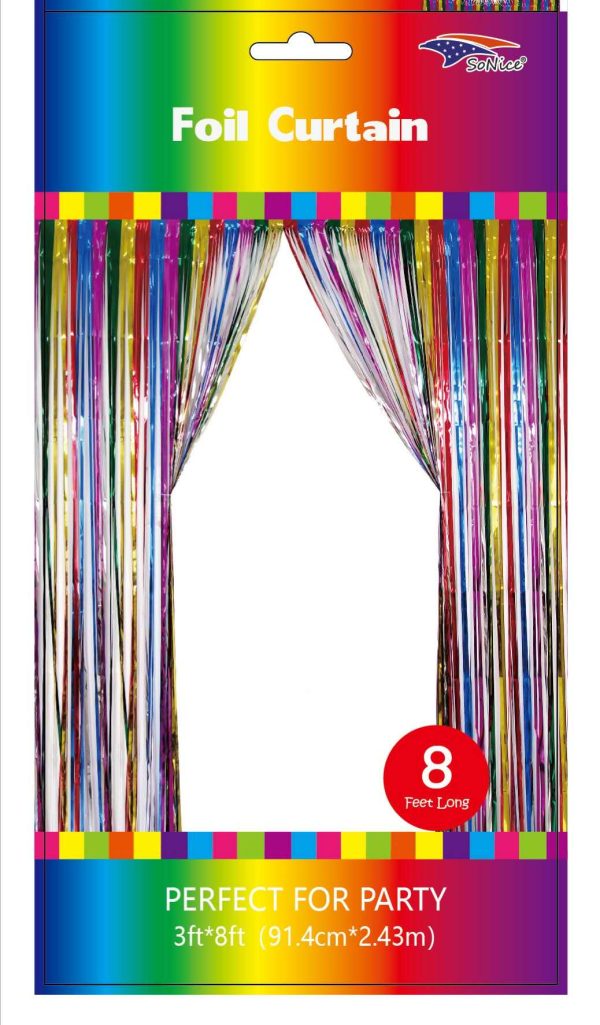 Metallic Fringe Curtain | Rainbow