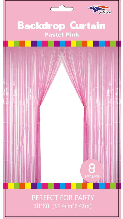Metallic Fringe Curtain | Pastel Pink