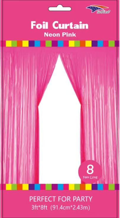 Metallic Fringe Curtain | Neon Pink
