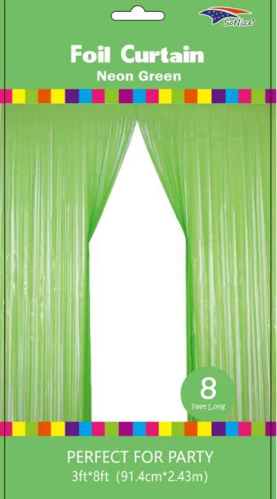Metallic Fringe Curtain | Neon Green