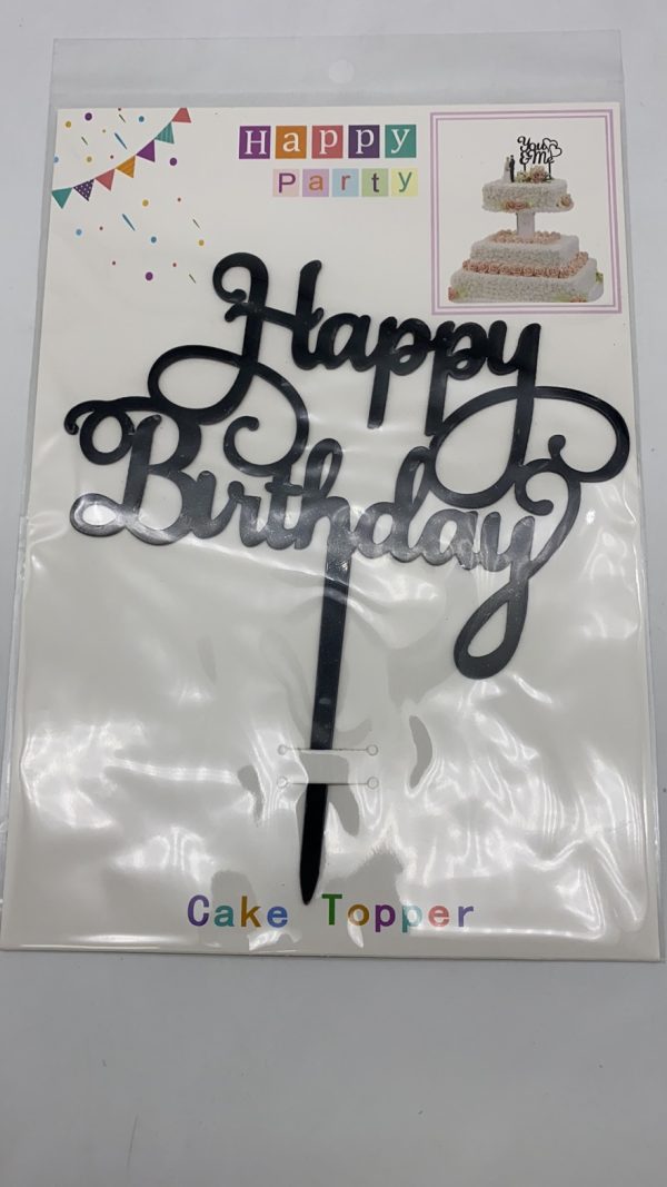 Acrylic Cake Topper Happy Birthday | Black