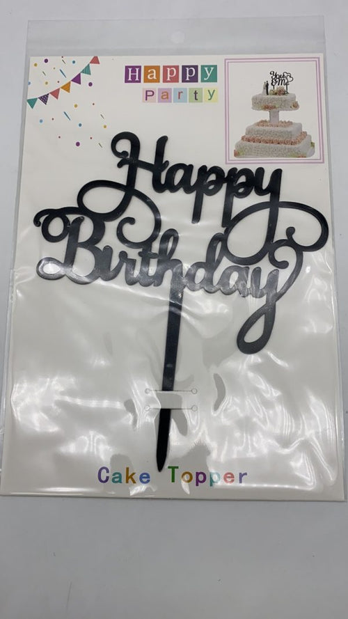 Acrylic Cake Topper Happy Birthday | Black