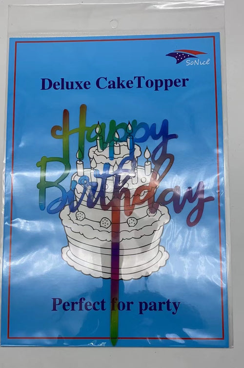 Acrylic Cake Topper Happy Birthday | Rainbow