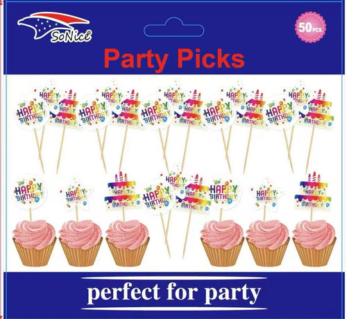 Fancy Party PICKS 50CT HAPPY BIRTHDAY