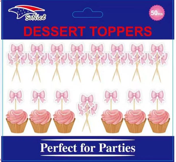 Fancy Party PICKS 50CT Coquette Pink Bows