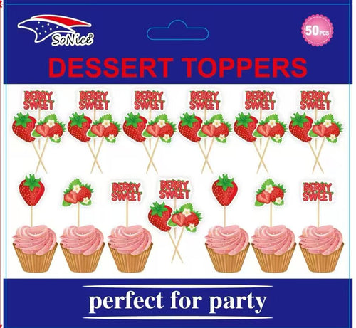 Party PICKS 50CT HAPPY BIRTHDAY Strawberry