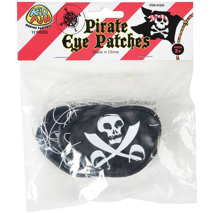 Skull and Crossed Sword Pirate Eye Patches 12ct