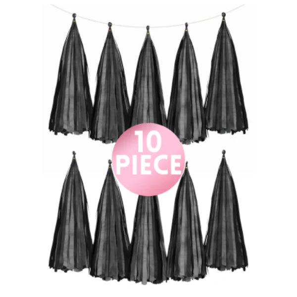 10 Piece Paper Tassel - Black
