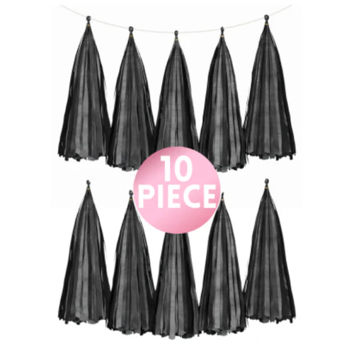 10 Piece Paper Tassel - Black