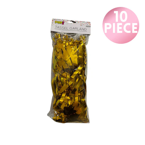 10 Piece Paper Tassel - Metallic Gold