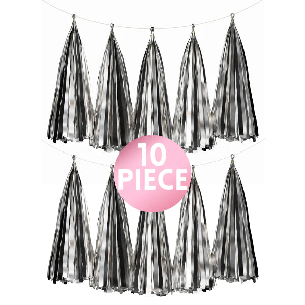 10 Piece Paper Tassel - Metallic Silver