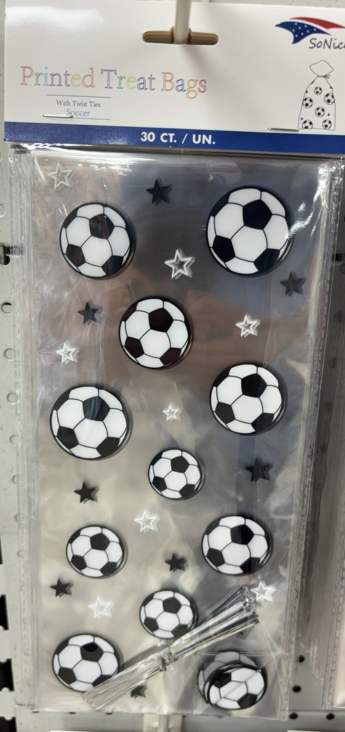 Themed Cellophane Bags  30ct | Soccer